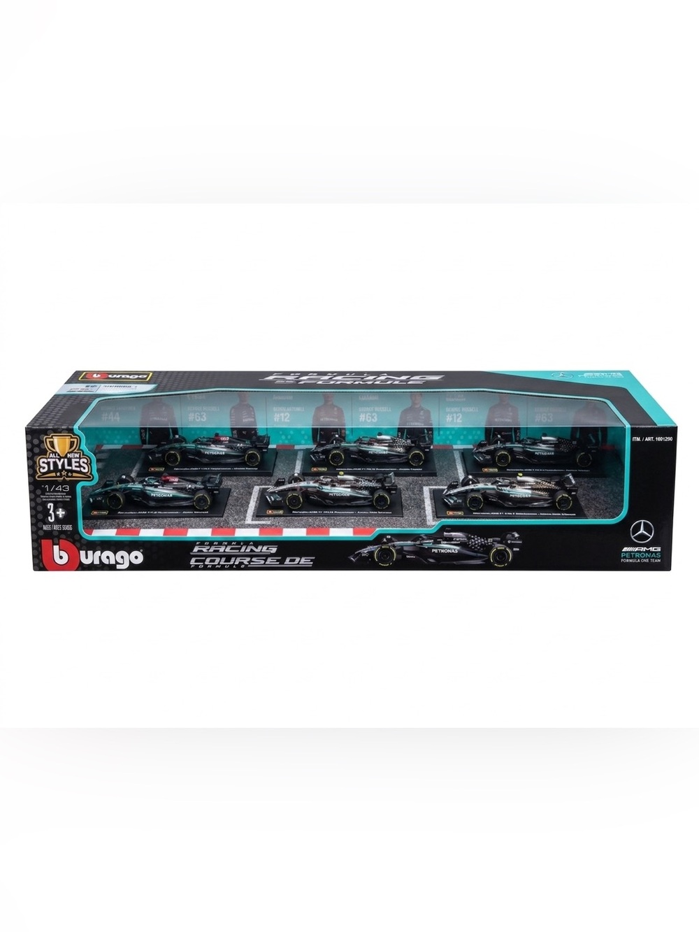 Bburago 1:43 Mercedes F1 Set 6 Cars Lewis Hamilton George Russell Kimi Antonelli